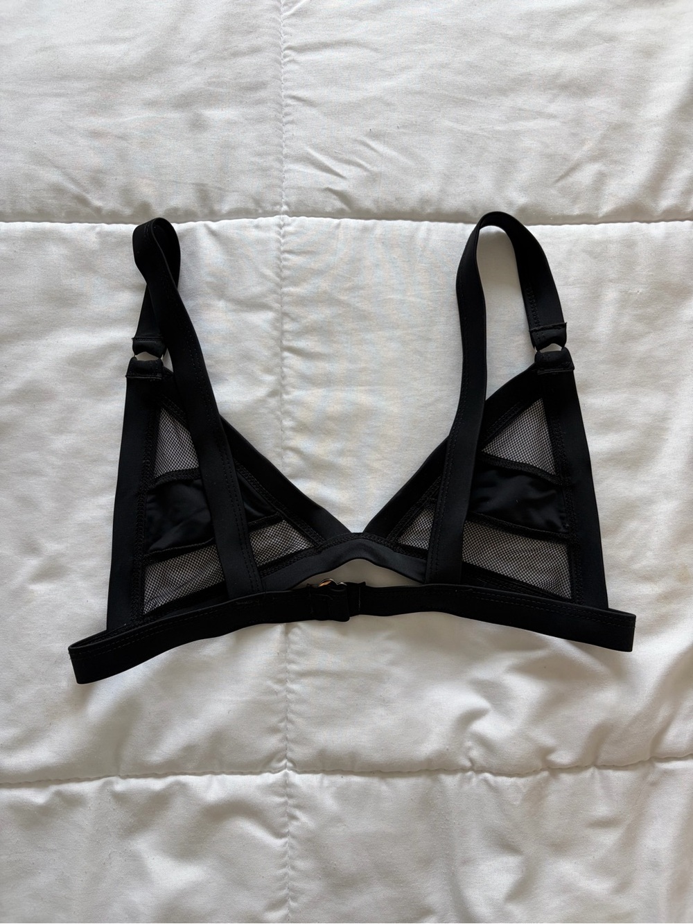 Black Mesh Triangle Bikini Top Size Medium - Picture 4 of 5